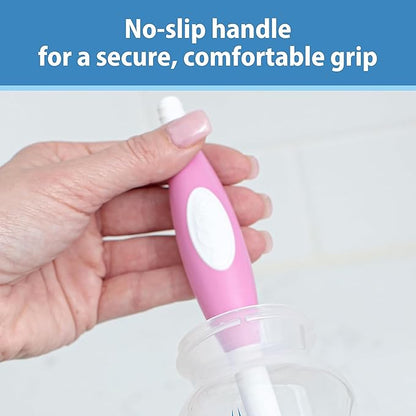 Dr. Brown's Soft Touch No Scratch Baby Bottle Cleaning Brush, Nipple Cleaner & Suction Cup Base for Easy Storage, BPA Free, Pink, 4 Pack