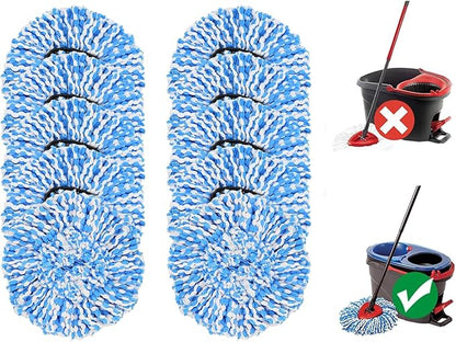 [10 Pack]Mop Heads Replacements, Spin Mop Replacement Head Deep Cleaning Machine Washable and Easy Replace,Spin Mop Refill Replacement Head 100% Microfiber,Mop Head Compatible with RinseClea