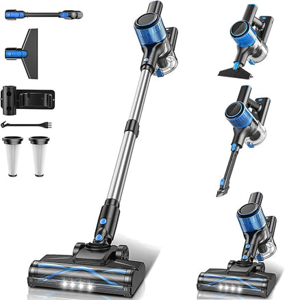 VOKENE Cordless Vacuum Cleaner, 8 in 1 Powerful Suction Lightweight Vacuum Cleaner for Home, LED Display, 3 Suction Modes, 45Mins Detachable Battery Vacuum for Hard Floor Carpet Pet Hair
