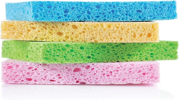 HIC Kitchen Pop-Up Sponges, Rectangular, Natural Vegetable Cellulose, 2 Sets of 4