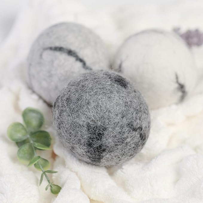 Wool Dryer Balls Handmade 3 Pack XL,Organic Laundry Dryer Balls,100% New Zealand Wool Natural Fabric Softener,Reusable 1000 Loads,Wrinkles Free, Shorten Drying Time,Baby Safe (3 Pack,Cloudscape Trio)