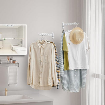 JOOM Laundry Drying Rack Wall Mounted Clothes Drying Rack Clothes Hanger -Coat Hanger Holder White
