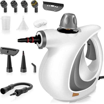 Pressurized Handheld Steam Cleaner for home with 12pcs Accessories & Safety Lock – Multi-Surface Natural Deep Steamer for Cleaning Car, Furniture, Floor, Upholstery, Tile, Grout, Windows(dark gray)