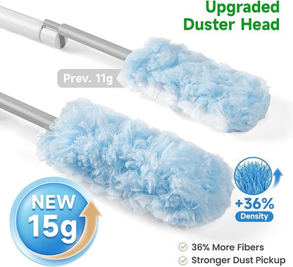 oshang 4 Pack Disposable Heavy Duty Duster Refills - 43" Extendable Handle, Compatible with Swiffer - Dusters for Cleaning Ceiling Fans, Blinds, Furniture & High Corners