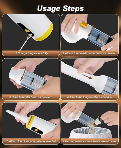 Cordless Dog Vacuum Groomer Kit,Cordless Rechargeable Vacuum Cat Brush for Hair,Handheld mini Pet Vacuum Brush,4200Pa Pet Grooming Cleaner With Comb Hair,Suitable for All Types of Cats and Dogs