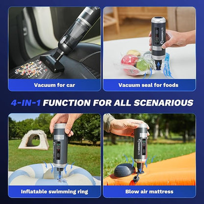 SakerPlus Mini Vacuum Cleaner,Cordless Car Vacuum, 4 in 1 Mini Vacuum Cleaner High Power 16000PA Suction Handheld Vacuum,Portable Vaccum with HEPA Filter for Cars,Desktop,Home HL159 (Grey)