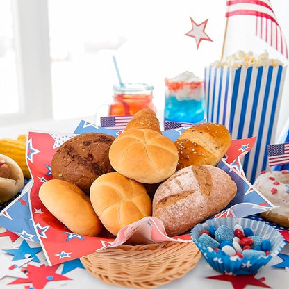FOIMAS 150pcs Patriotic Wax Paper,9.8 x 9.8 Inch 4th of July Food Deli Paper Star Sandwich Basket Liner for Independence Day Picnic Patriotic Party Kitchen Supply
