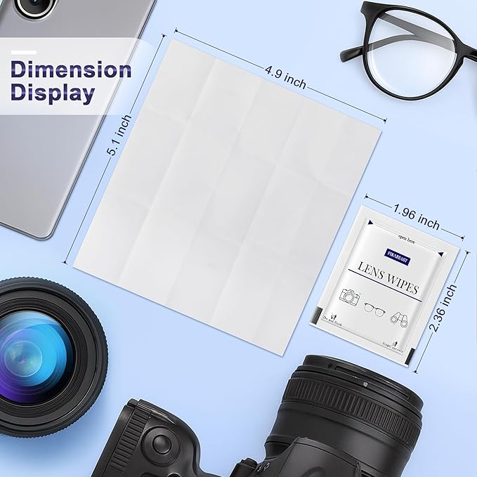 200 Count Lens Wipes for Eyeglasses, Eyeglass Cleaner Wipes for Cameras, Sunglasses, Phone and Computer - Keep Your Lenses Spotless
