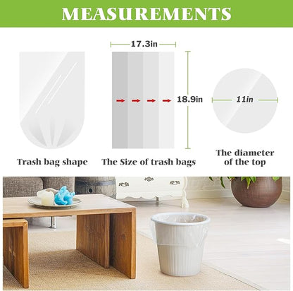 2.6 Gallon 150 Counts Small Trash Bags Garbage Bags by Teivio, Bathroom Trash Can Bin Liners, Small Plastic Bags for home office kitchen, Clear