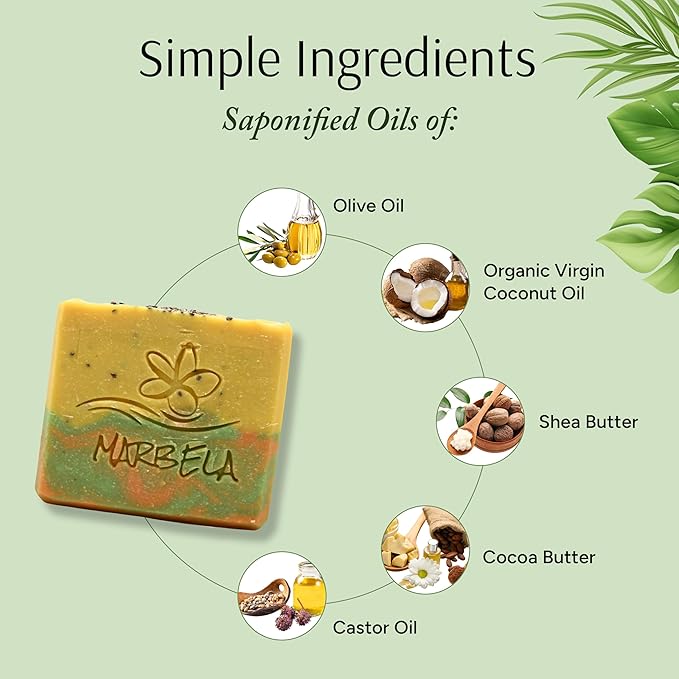 Marbela Cosmetics Handmade Soap Bar - Made in USA, Vegan Friendly, Palm Oil Free, Natural Bar Soap - Gentle Face & Body Soap for Daily Skin Care, Moisturizing - 3.5 oz (Fresh Mango)