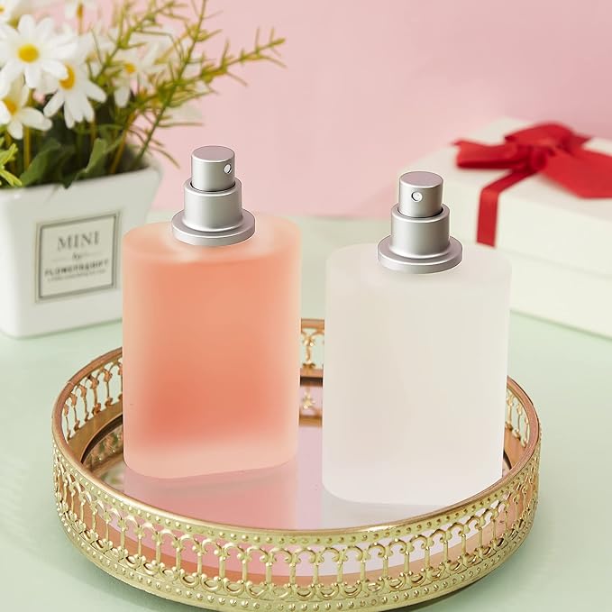 Tessco for you 12 Pcs 50/100ml Frosted Glass Bottle Perfume Atomizer Refillable Spray Empty Perfume Dispenser Fine Mist Atomizer Cosmetic Container for Travel Men Women (3.4 Ounces,Silver Gray)