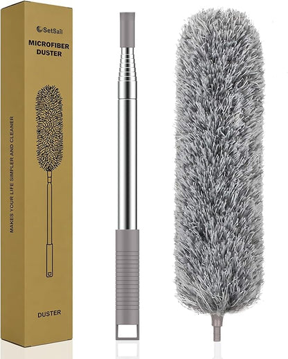 SetSail Extra-Long Dusters with Extension Pole 100-inch for Cleaning, Bendable Microfiber Head Washable Ceiling Fan Duster for High Ceilings, Furniture