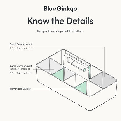 BLUE GINKGO Stackable Organizer Caddy – Korean-Made Portable Tote for Bathroom, Office, Crafts, or School Supplies (Long Rectangle, Yellow)