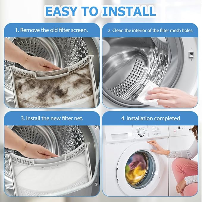 ADQ566564 Lint Filter Replacement for LG/Kenmore Dryers, Durable Stainless Steel Mesh Screen Trap with Dryer Vent Lint Brush, Filter Size 11.9 * 10.9 inch