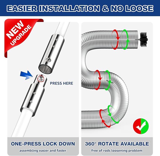 PetOde 41-Feet Dryer Vent Cleaner Kit, Lint Remover，Upgraded Flexible Quick-Snap Brush with Drill Attachment,Extends Up to 41 FEET for Easy Cleaning，Cleaning Tools Use with/Without a Power Drill（New）