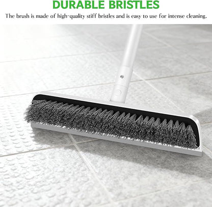 SetSail Floor Scrub Brush, Scrub Brush with 48-Inch Long Adjustable Handle 2 in 1 Scraper Brush Stiff Bristle Floor Scrubber for Cleaning Bathroom Shower Kitchen Garage Deck Tile Tub, White