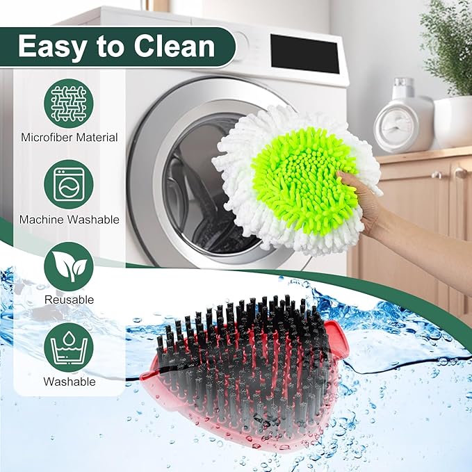Mop Head Replacement for O Cedar, Spin Mop Replacement Head for Ocedar Easywring 1 Tank System, Mop Heads Includeds 3 Mop Replacement Heads, 2 Spin Scrub Brush, 1 Base & 1 Chenille Pad