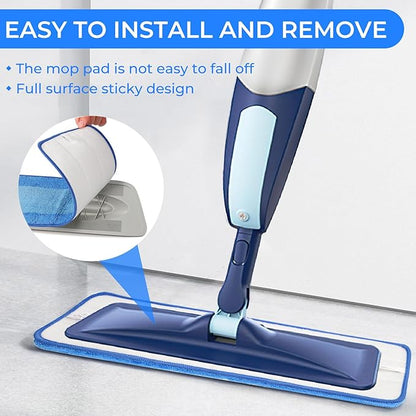 Wlich 3 Pack Microfiber Cleaning Pads are Compatible with Bona Mop,18 Inch Replaceable Mop Pad Refill,Washable & Reusable Blue Microfiber Mop Pads for Hardwood and Hard-Surface Floors