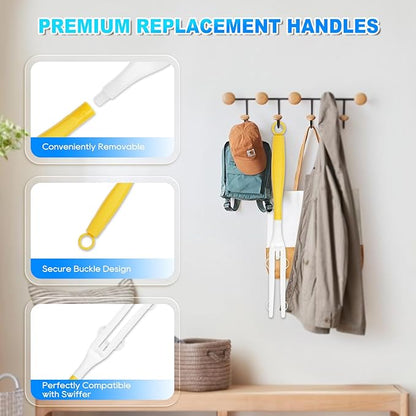 3 Pack Replacement Duster Handles Compatible with Swiffer Duster Refills, Durable Detachable Handles for Easy Cleaning (Yellow & White)