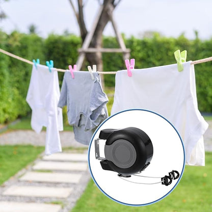 uxcell Retractable Double Clothesline Outdoor Indoor, 49Ft Heavy Duty PVC Clothes Line Retracting Laundry Line with 24 Pcs Clothespins for Wet Dry Clothing, Black