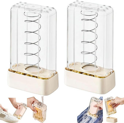 Drain Soap Container - Roller Brush Foaming Cleansing Keeper Portable Spring Powered Washing Box for Fabric Care, Zero Waste Soap Saver Holder for Laundry Bathroom Shower (2pcs)