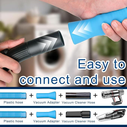 Dryer Vent Cleaner Kit‌,Universal Vacuum Hose Attachment for Lint Removal,Dryer Vacuum Hose,Blue Vent Cleaner Tool with Brush,Compatible with Mainstream dryer Lint Trap Cleaner for Vacuum Cleaner