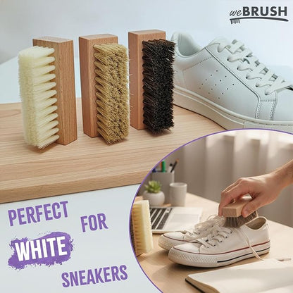 3 Small Shoe Brushes, Shoes Cleaning Brush Kit, Suede Shoe Cleaner, Boot White Sneaker Cleaner with Nylon Boar Horsehair Bristles Suede Brush for Canvas Leather Bags Jackets Scrub & Polish