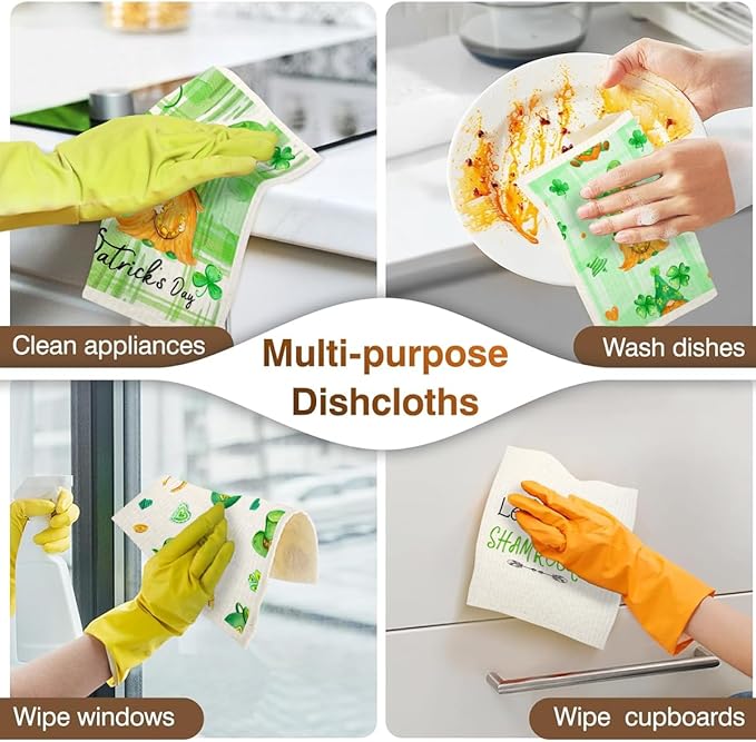 Swedish Dishcloths for Kitchen | 6 Pack Floral Reusable Paper Towels Washable | Swedish Dish Towels | Non-Scratch Cellulose Sponge Cloths | No Odor, Biodegradable Cleaning Cloths, Saint Phat 1