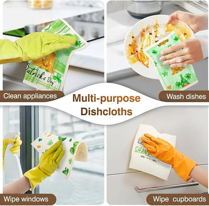Swedish Dishcloths for Kitchen | 6 Pack Floral Reusable Paper Towels Washable | Swedish Dish Towels | Non-Scratch Cellulose Sponge Cloths | No Odor, Biodegradable Cleaning Cloths, Saint Phat 1