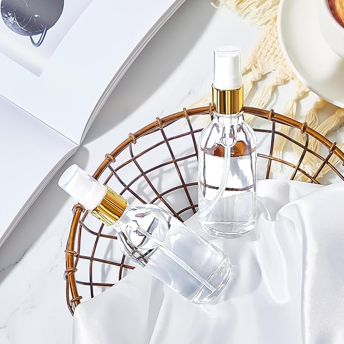 Tessco for you 1 Pcs Glass Spray Bottles Empty Perfume Atomizer Refillable Clear Decorative Empty Bottles with Fine Mist Sprayer Pump for Face Body Travel (Clear,2 oz)