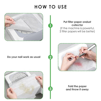 220 Sheets Nail Dust Collector Filter Paper: Disposable Dust Vacuum Filter for Most Nail Dust Fan Extractor Machine, Dust Cleaner Replacement Filter Paper Nail Tech Supplies Accessories for Home Salon