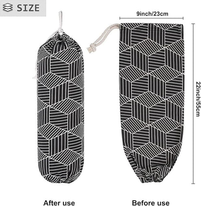 Plastic Bag Holder, Wall Mount Plastic Bag Organizer, Shopping Bags Carrier, Washable Large Grocery Bag Storage Dispenser for Home Kitchen Travelling, Free Adjustment with Drawstring (black)