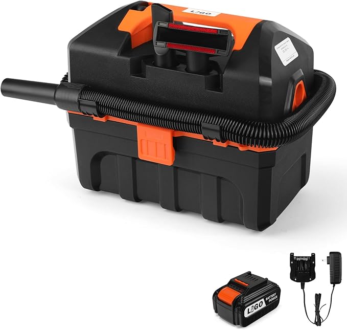 LIGO 20V Cordless Shop Vac Wet and Dry, 2.64 Gallon, Handheld, 3 in 1 with Blowing Includes 4.0 Ah Battery, Rewashable HEPA, Foam Filters and Charger for Workshop, Home, Pet
