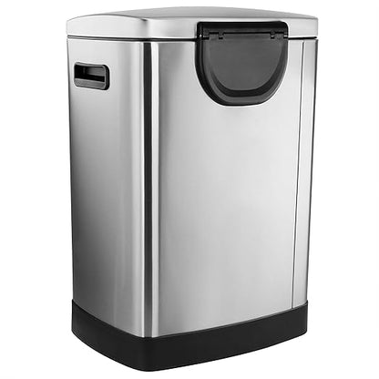 Elama Kitchen, Home and Office Versatile Step Trash/Recycling Bin with Slow Close Mechanism (Split 6.6 Gallon + 3.9 Gallon Silver)