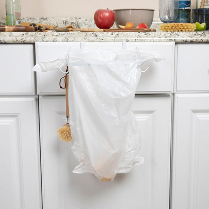 Household Essentials Metal Over the Door Trash Bag Holder, White