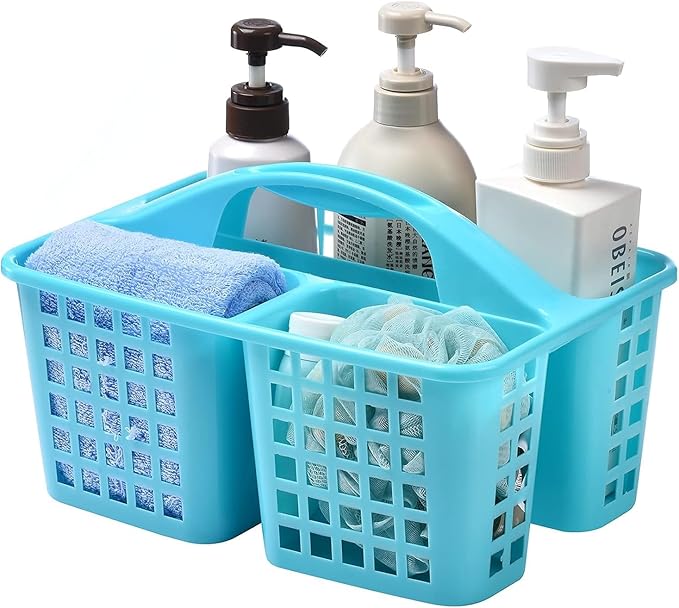 Portable Shower Caddy Basket,Convenient Cleaning Supplies Organizer with Compartments and Handle,Ideal for Bathroom, Bedroom, Kitchen, College Dorm,Garden,etc.Blue-2 Pcs