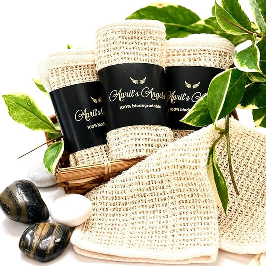 100% Natural Sisal Washcloth. Gentle Exfoliation for Smoother Skin. Durable & Reusable for Face & Body. 100% Biodegradable. Removes Dead Skin Cells and Dirt (3 Pcs)