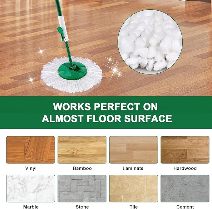 Mop Head Replacement for Libman Tornado Spin Mop System, Resuable Microfiber Mop Refill Pad, Easy to Replace, Machine Washable - White（3 Pack）
