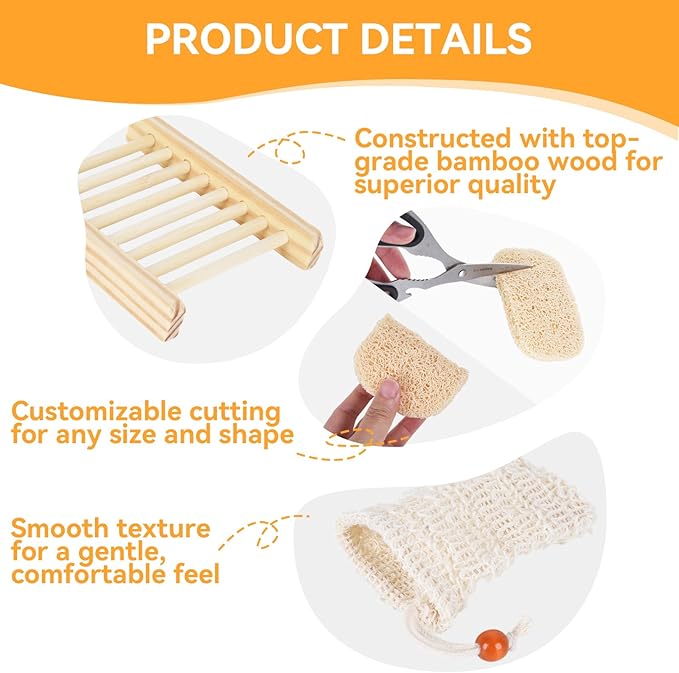 90 Pcs Soap Saver Set with Wooden Dish, Exfoliating Bag, Bar Soap Holder Mesh Bag, Saver Pads Bulk with Self-Drain, Soap Supplies for Bathrooms, Kitchens, Dining Rooms, Homes, and Kitchens