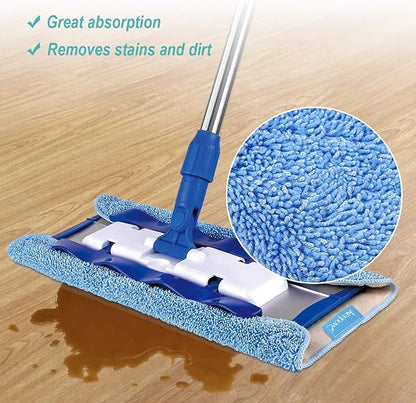 KEEPOW 3 Pack Microfiber Mop Refills Compatible with MR.SIGA Professional Mop, 17.3 x 9.4 Inch Reusable Flat Mop Pads Replacement for Hardwood Floor Cleaning and Waxing, Dual-Sided Wet/Dry Mop Cloth