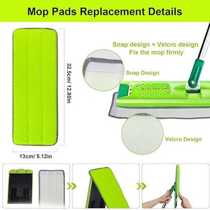Microfiber Mop Pads for Libman Rinse 'n Wring Mop and Bucket System, 13in Washable & Reusable Microfiber Floor Cleaning Pads Head Refills for All 13" X 5" Flat Floor Mop