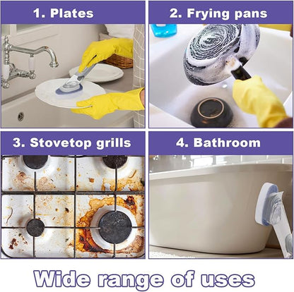 14pcs Dish Wand Sponge Refills, Non-Scratch Washing Up Wand Replacement Heads Durable Scrubber Pads for Kitchen Stovetop Grills Bathroom Cleaning (Sponge Heads Only)