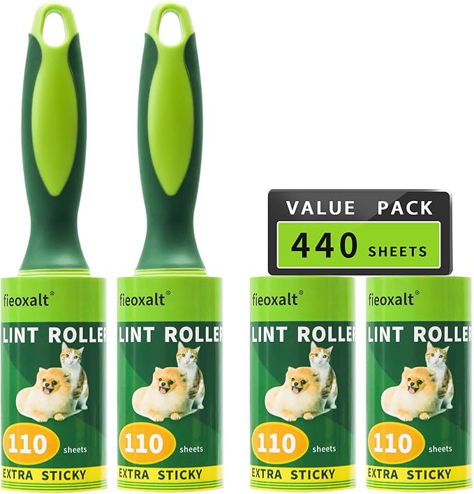 Lint Rollers for Pet Hair,440 Sheets 2 Handles with 4 Refills Lint Remover for Cat Dog Hair, Furniture,Clothes with Extra Sticky