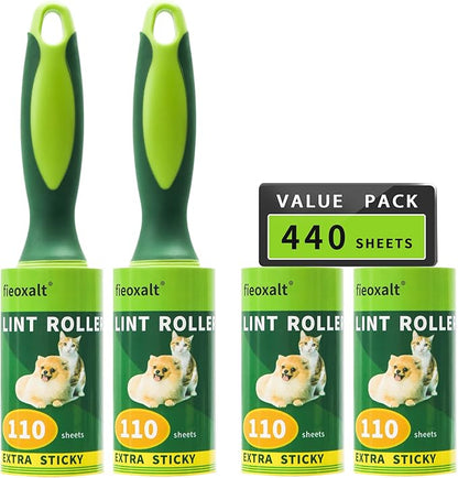 Lint Rollers for Pet Hair,440 Sheets 2 Handles with 4 Refills Lint Remover for Cat Dog Hair, Furniture,Clothes with Extra Sticky