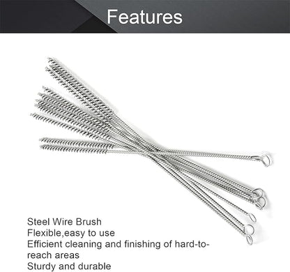 Utoolmart Steel Wire Tube Brush 12" x 1/4" Spiral Long Handle Cleaning Brush for Tube Bottle Pipe Welding Slag Rust Remove Cleaning Tool,10pcs