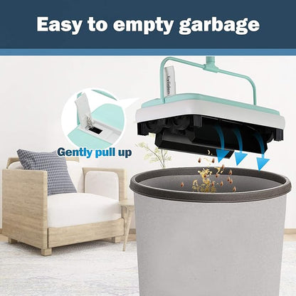 Eyliden Carpet Sweeper, Mini Size Lightweight Hand Push - No Noise, Non-Electric, Easy Manual Sweeping Only for Carpet Cleaning (Mint)