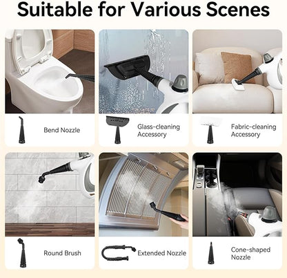 Handheld Steam Cleaner, 1050W Upgrade Steam Cleaner for Home Use, Powerful Natural Multi‑Surface Steam Cleaner, 239°F Steam, Runs 10–15 min, 11.8oz Tank for Car Tile Grout Couch Floor Bed Cleaning