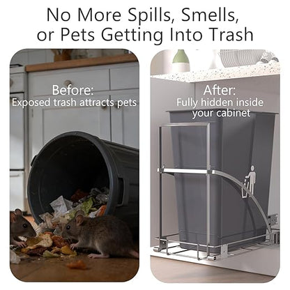 Turokacase Pull Out Trash Can Under Cabinet with Soft-Close & Bionic Anti-Rust Coating, Heavy-Duty 120 lbs Sliding Garbage Bin Holder for 7-10 Gallon Cans, Fits Min. 13" W x 18" D x 18" H Cabinets