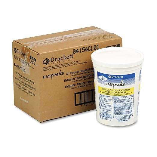 Diversey 990651 Easy Paks All Purpose Cleaner & Deodorizer, Water Soluble Paks make Effervescent Solution with Lemon Scent, Yellow, 90-Paks, 1 Tub
