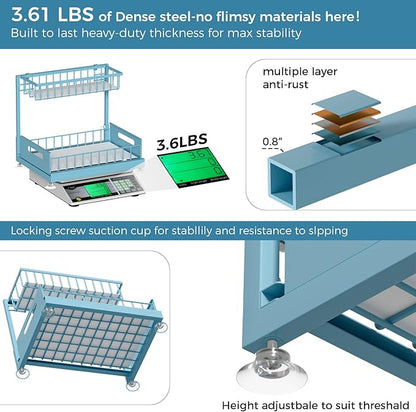 Saydear Under Sink Organizer Storage 2-Tier Premium Metal Pull-Out Kitchen Cabinet Organizer with Sliding Drawer, Height Adjustable, Heavy Duty for Kitchen & Bathroom Organizers 2 Pack Teal